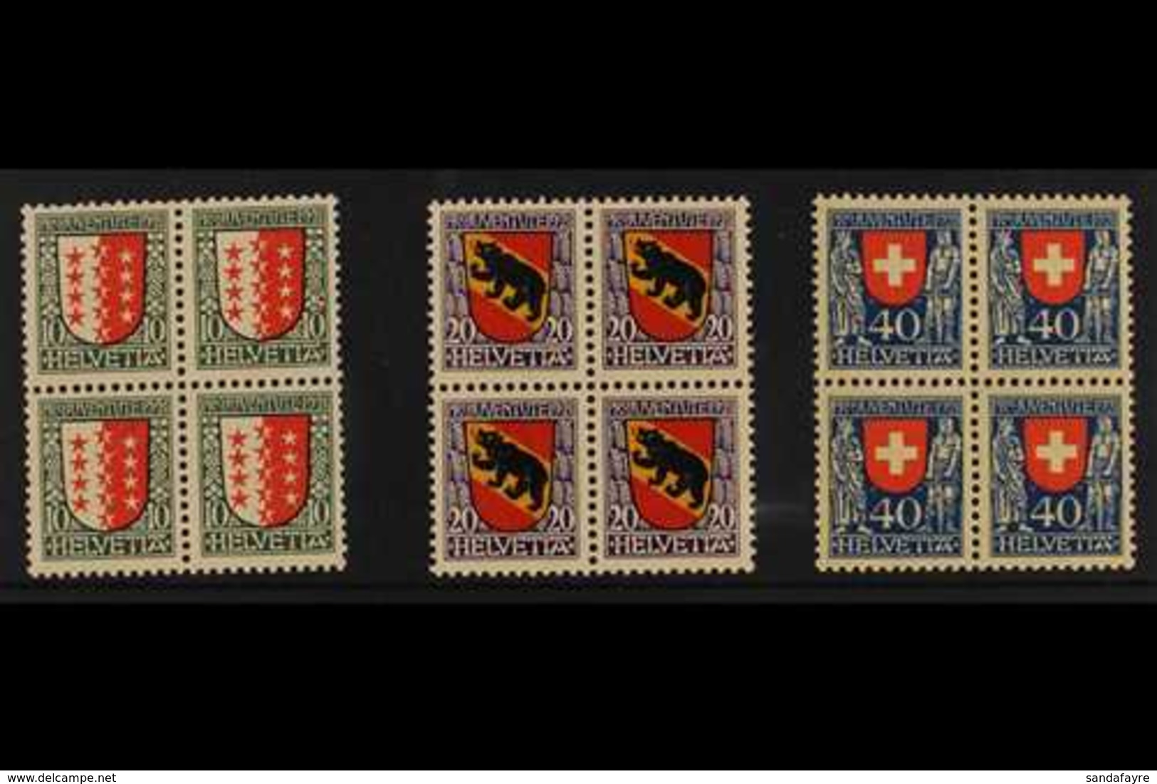 1921 Pro Juventute Set, Mi 172/74, SG J17/19, BLOCKS OF 4, Never Hinged Mint (3 Blocks = 12 Stamps) For More Images, Ple - Sonstige & Ohne Zuordnung