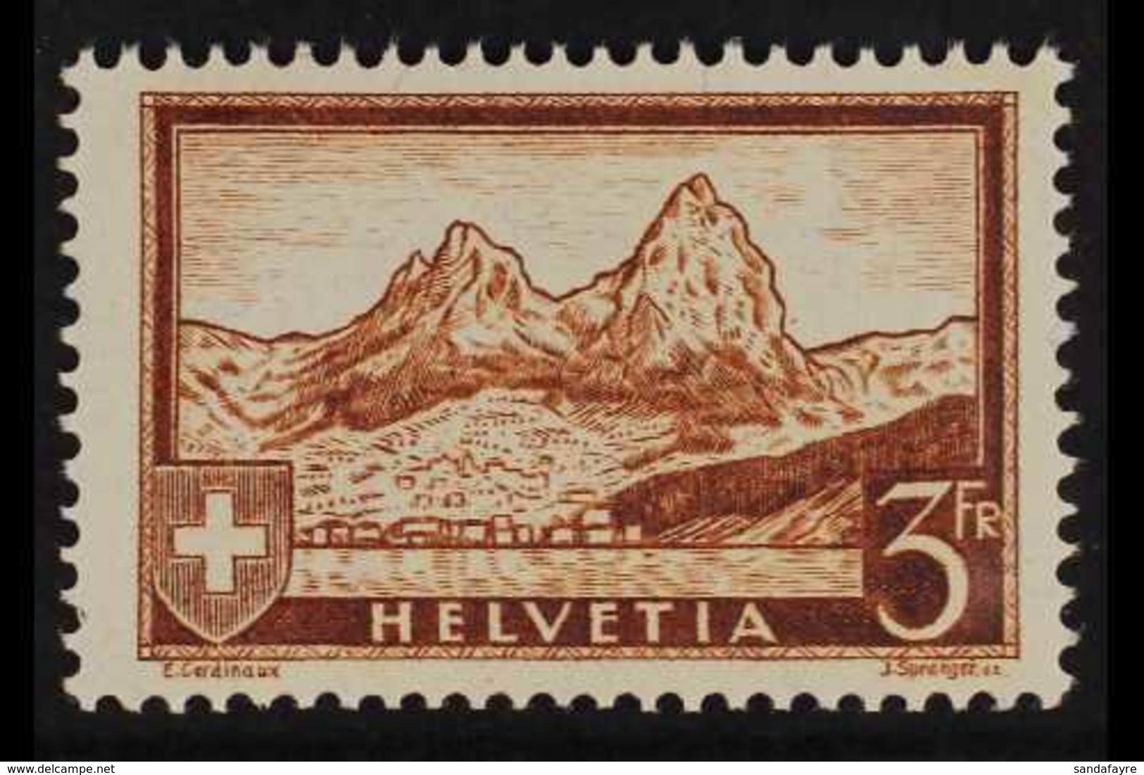 1928 3fr Red Brown "The Mythen", Mi 226, SG 335, Never Hinged Mint For More Images, Please Visit Http://www.sandafayre.c - Sonstige & Ohne Zuordnung