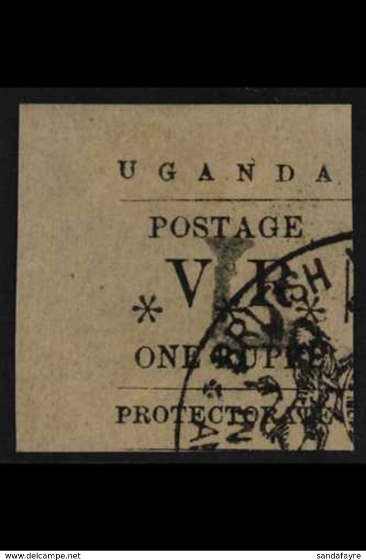 1896 1r Black "V.R.", Overprinted "L" In Black, SG 75, Superb Used Corner Copy. For More Images, Please Visit Http://www - Uganda (...-1962)