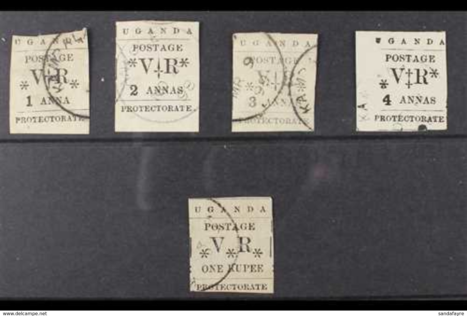 1896 Thick Numeral Set To 1r Less 8a, SG 55 - 60  (no 59), Good To Very Fine Used. (5 Stamps) For More Images, Please Vi - Uganda (...-1962)