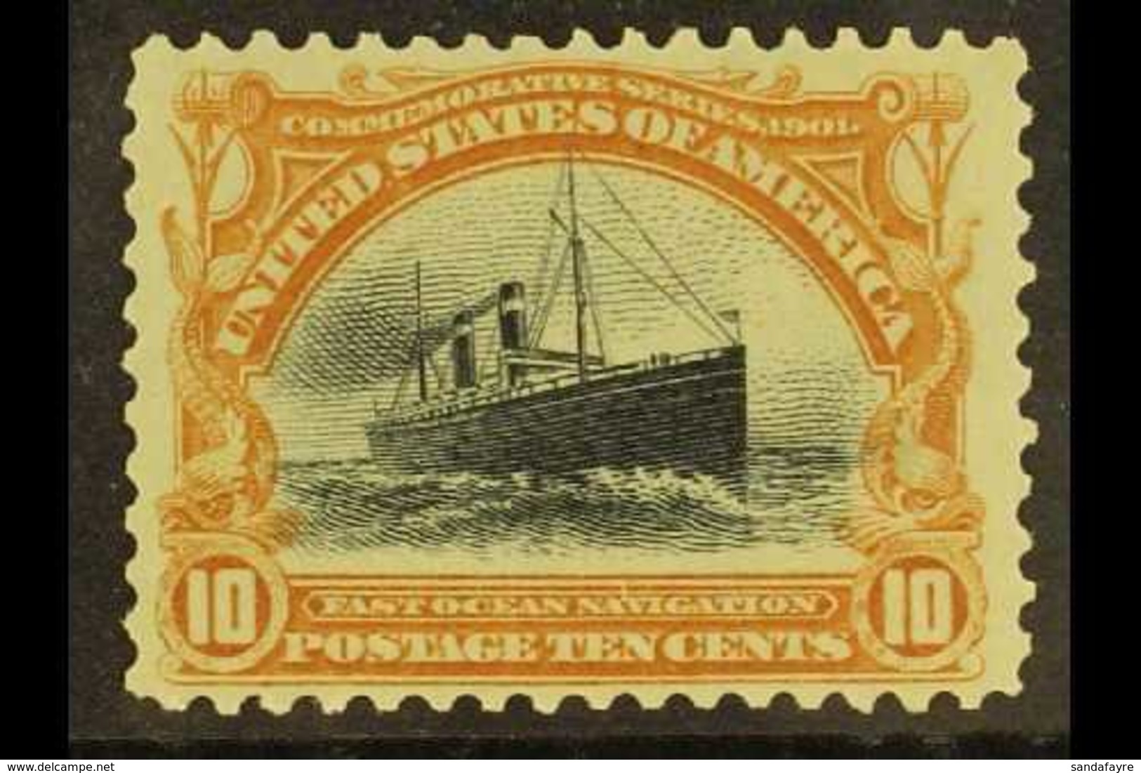 1901 10c Yellow Brown And Black Ocean Liner, Sc 299, Very Fine NHM. For More Images, Please Visit Http://www.sandafayre. - Altri & Non Classificati