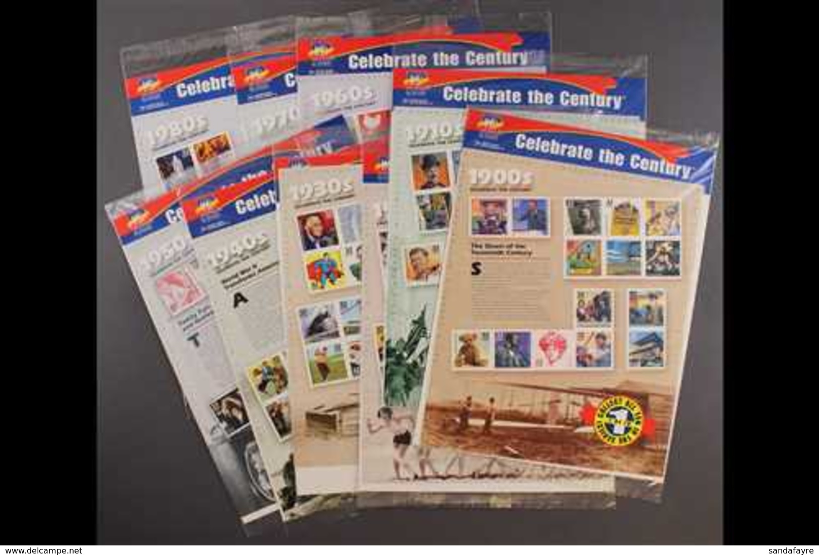 1998-2000 "Celebrate The Century" Set Of 1900's To 1990's Se-tenant Sheets In Original USPS Packs. (9 Items) For More Im - Other & Unclassified