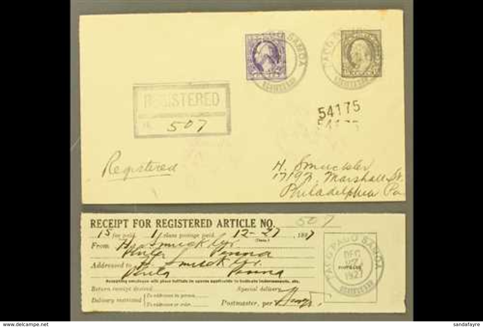 AMERICAN SAMOA 1927 (Dec 27) Registered Cover Franked With 3c Washington & 15c Franklin, Postmarked Pago Pago, Addressed - Otros & Sin Clasificación