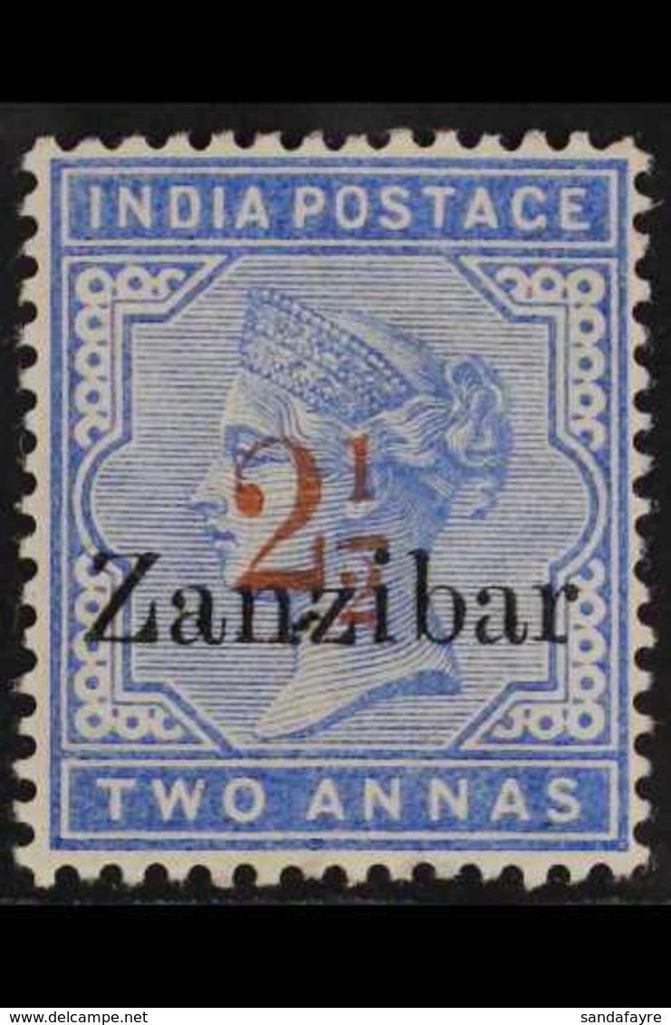 1895-8 "2½" In Red On 2a Blue, SG 26, Very Fine Mint. For More Images, Please Visit Http://www.sandafayre.com/itemdetail - Zanzibar (...-1963)