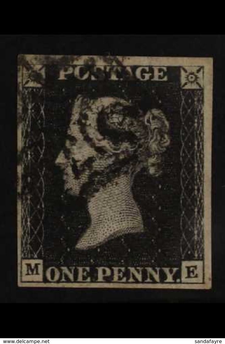 1840 1d Black 'ME' Plate 5, SG 2, Used With Black Maltese Cross Cancel, Four Good To Large Margins. For More Images, Ple - Ohne Zuordnung