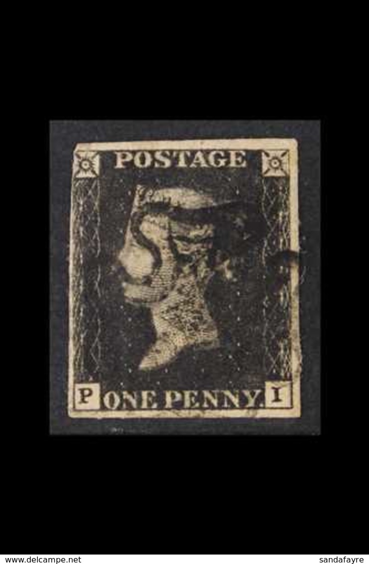 1840 1d Black 'P I' Plate 8, SG 2, Used With Black Maltese Cross Cancel, 3+ Margins, Tiny Corner Crease. For More Images - Ohne Zuordnung