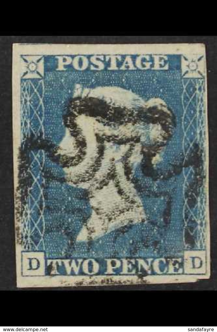 1840 2d Blue "DD", Plate 1, SG 5, Fine Used With 4 Clear Margins And Neat Almost Full Black Maltese Cross Cancel. For Mo - Other & Unclassified