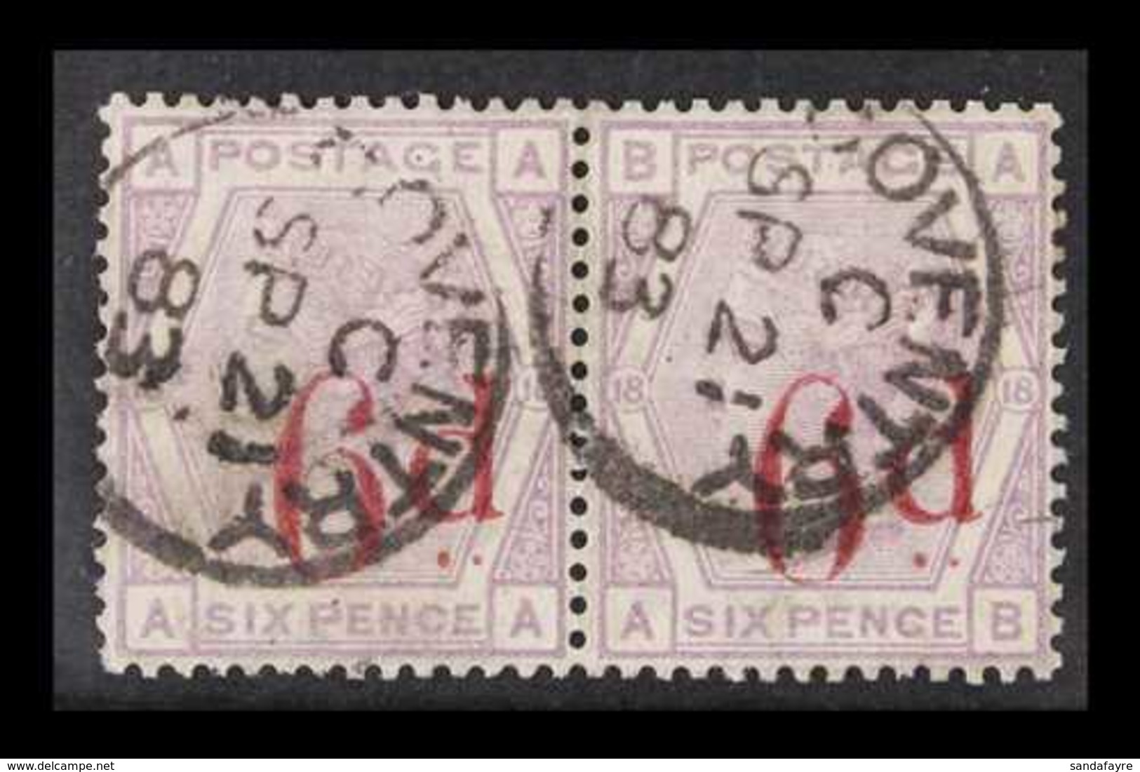 1880-83 6d On 6d Lilac, SG 162, Fine Cds Used Horizontal PAIR (check Letters 'AA' & 'AB') Cancelled By Two "Coventry" Cd - Sonstige & Ohne Zuordnung