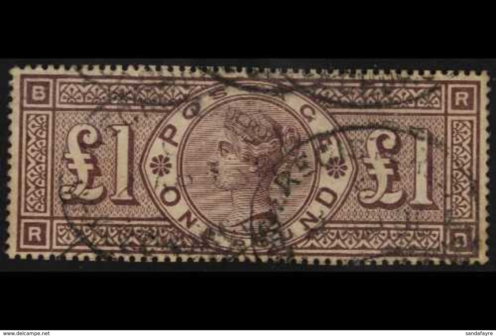 1884 £1 Brown - Lilac Wmk Imperial Crowns, SG 185, Used With Light Registered Oval Pmks, Strong Rich Colour & Full Perfs - Altri & Non Classificati