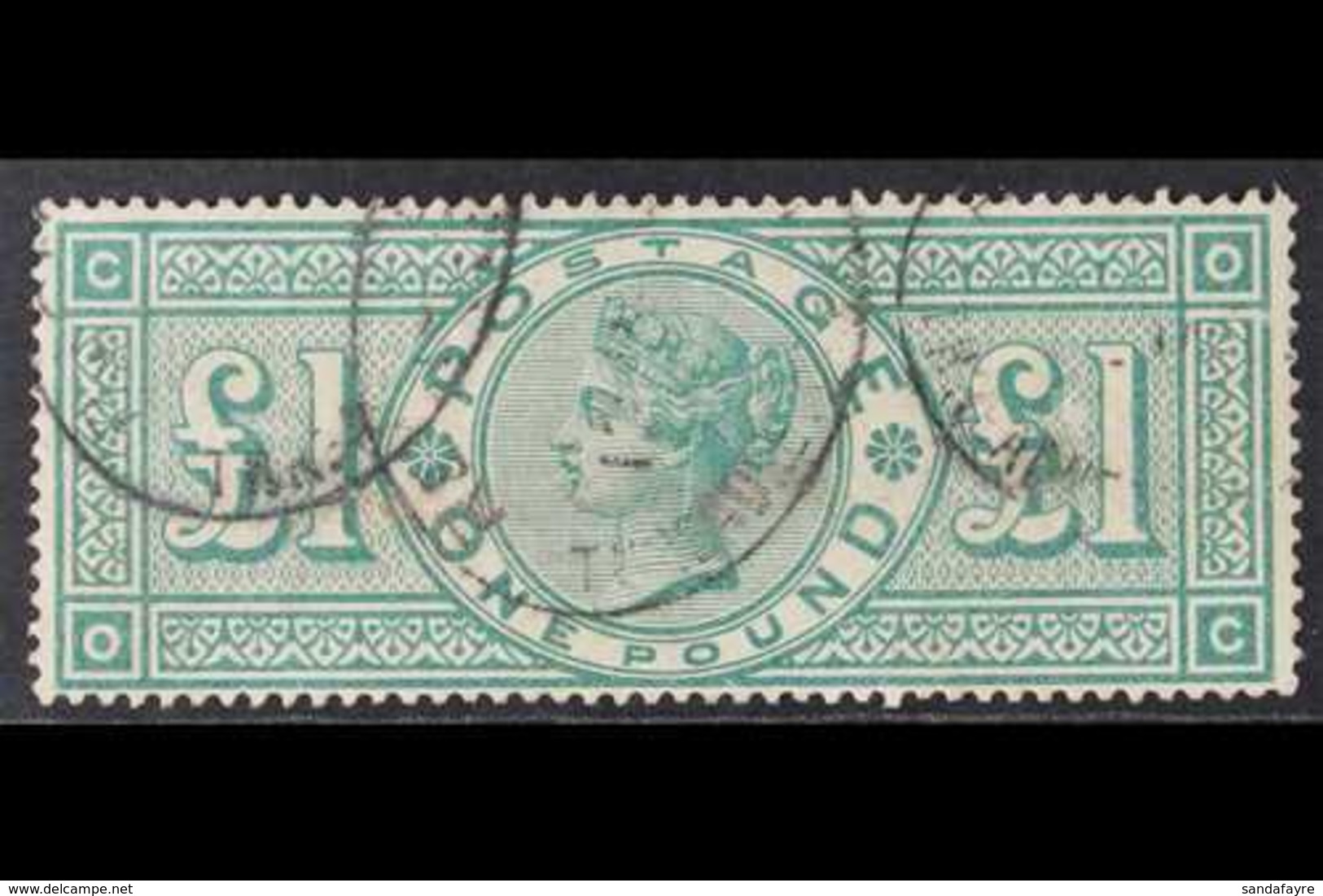 1891 £1 Green, SG 212, Lightly Used With Oval Cancels, Tiny Surface Scuff At Right, Fresh Colour. For More Images, Pleas - Other & Unclassified