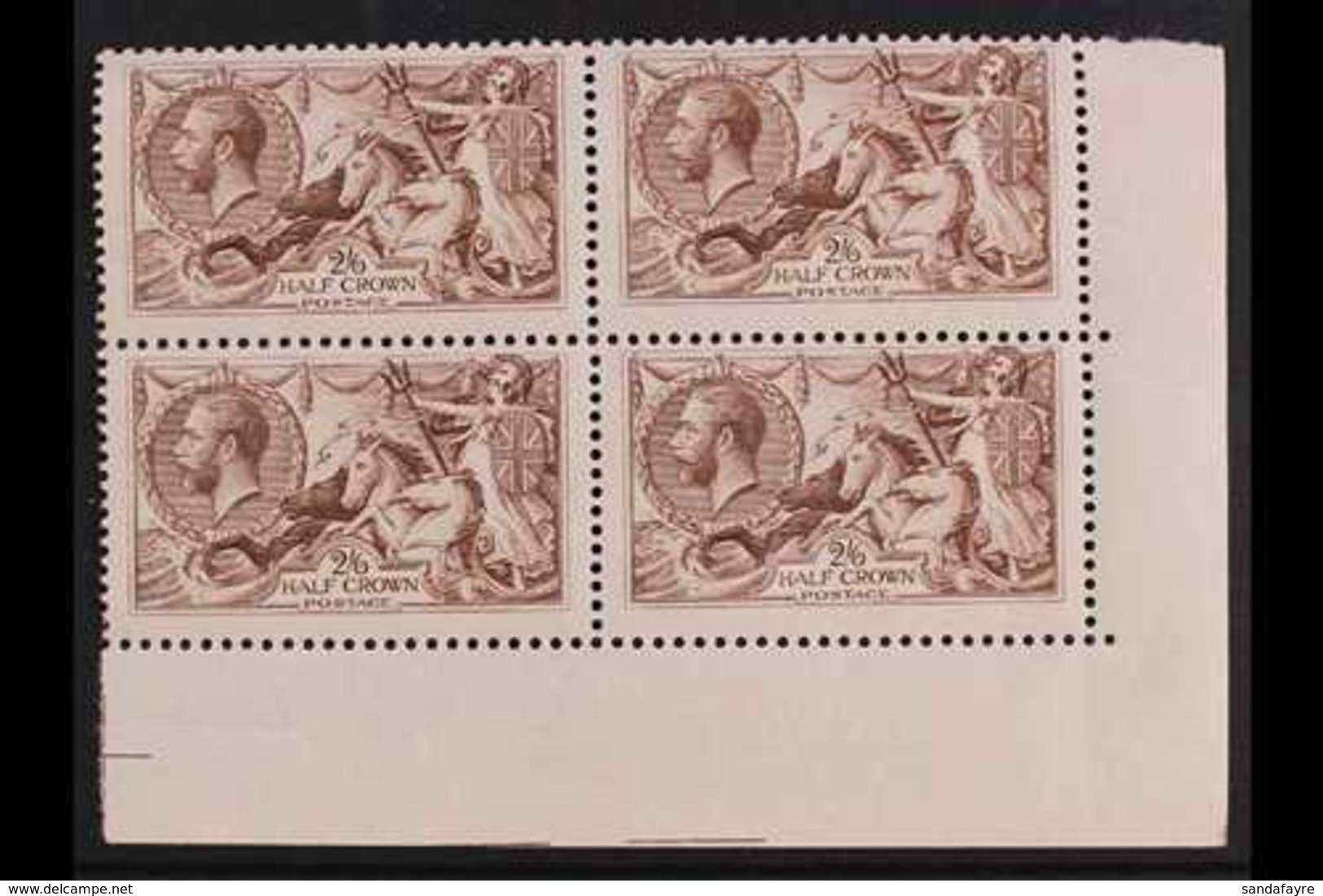 1918-19 2s6d Red-brown Bradbury Seahorse, SG 415, Superb Never Hinged Mint BLOCK OF FOUR From The Bottom-right Corner Of - Non Classificati