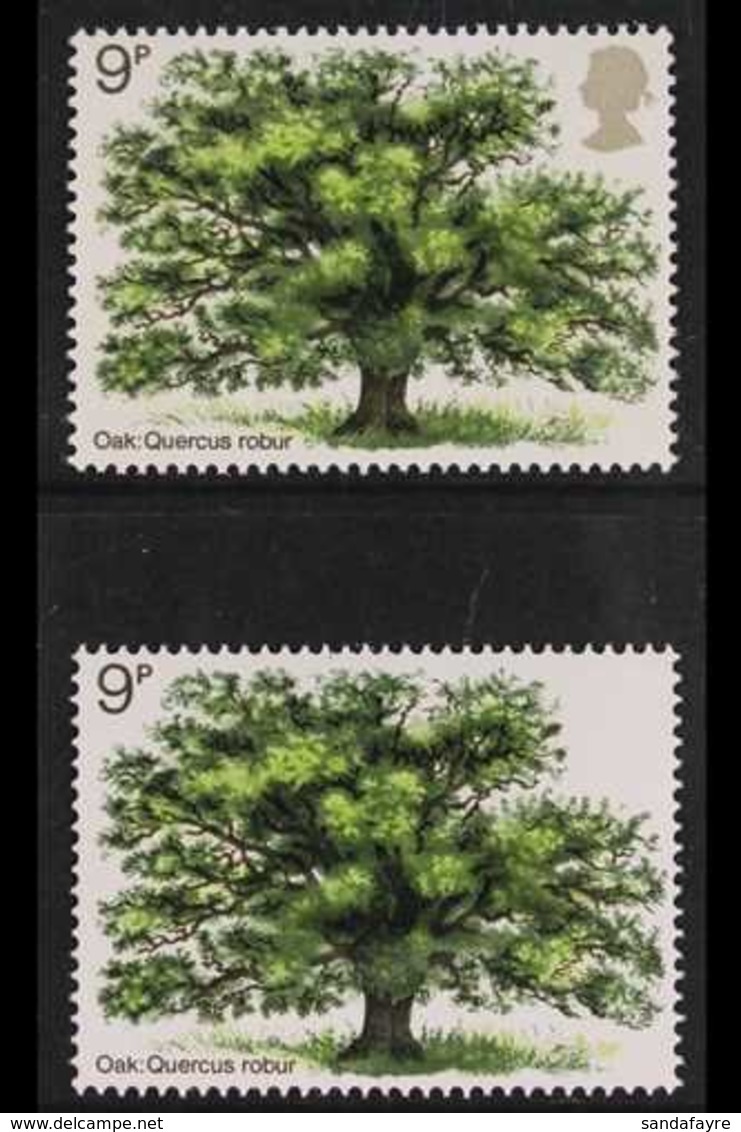 1973 9p Oak Tree BROWNISH GREY (QUEEN'S HEAD) OMITTED Variety, SG 922b, Superb Never Hinged Mint, Plus Normal For Compar - Other & Unclassified