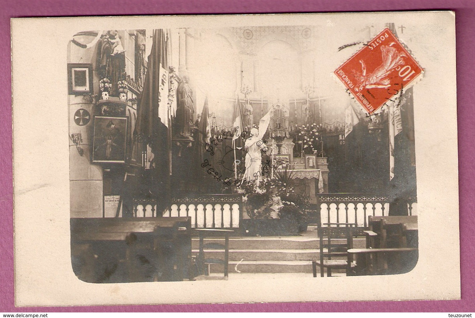 Carte Photo Chassigny Sous Dun - Intérieur De L'eglise - Statue  - - Other & Unclassified