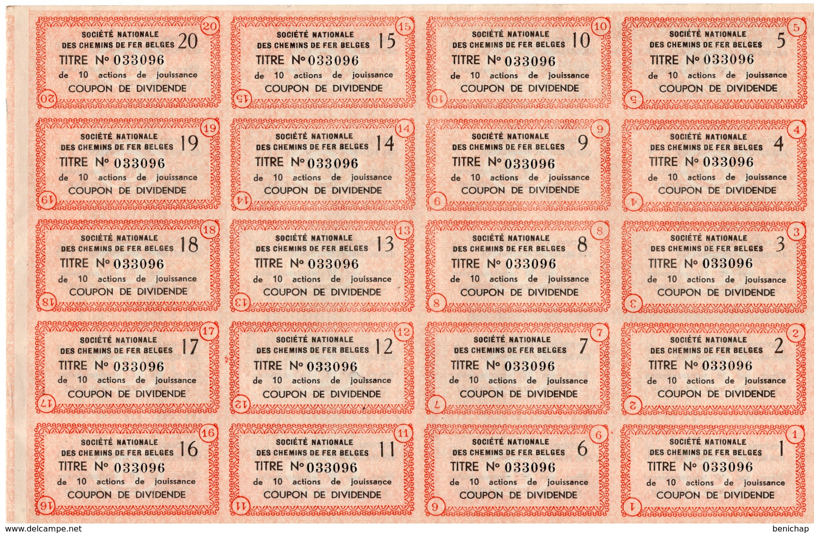 Titre De Bourse NMBS - SNCB - De 10 Actions De Jouissance - Van 10 Winstaandeelen - 1937. - Railway & Tramway