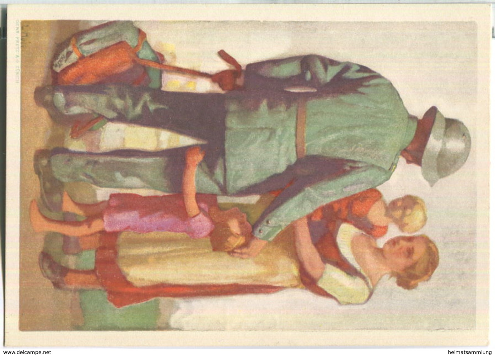 Bundesfeier-Postkarte 1929 - 10 Cts - E. Hodel Wehrmann Mit Familie - Zugunsten Der Schweizerischen Nationalspende - Interi Postali