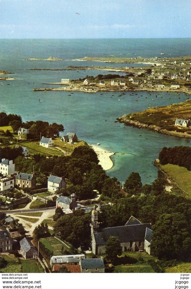 PORTSALL   KERSAINT  Vue Panoramique Aérienne Sur Portsall  Carte écrite En 1969  2 Scans  TBE - Kersaint-Plabennec