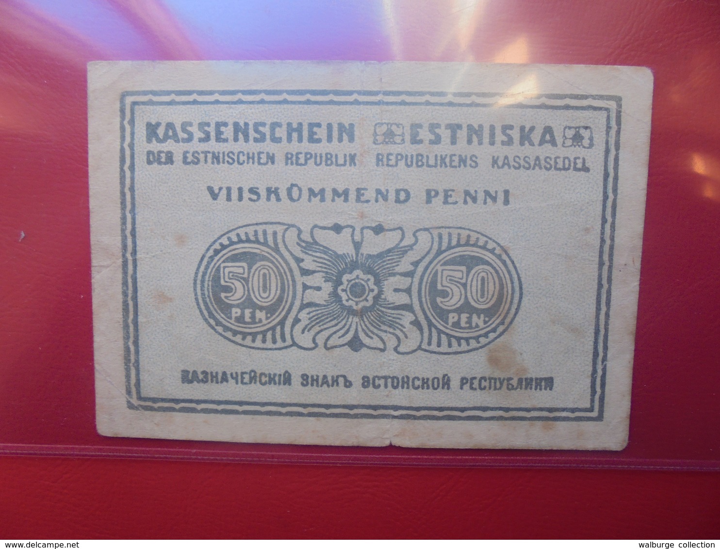 ESTONIE 50 PENNI 1919 CIRCULER (B.10) - Estonie