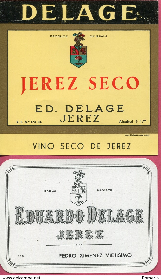 1628 - Espagne - Andalousie - Lot 12 étiquettes Bodegas Delage Jerez De La Frontera - - Other & Unclassified