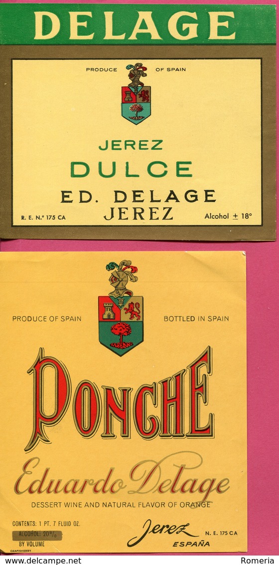 1628 - Espagne - Andalousie - Lot 12 étiquettes Bodegas Delage Jerez De La Frontera - - Other & Unclassified