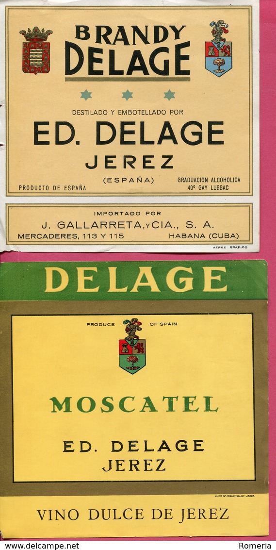 1628 - Espagne - Andalousie - Lot 12 étiquettes Bodegas Delage Jerez De La Frontera - - Altri & Non Classificati