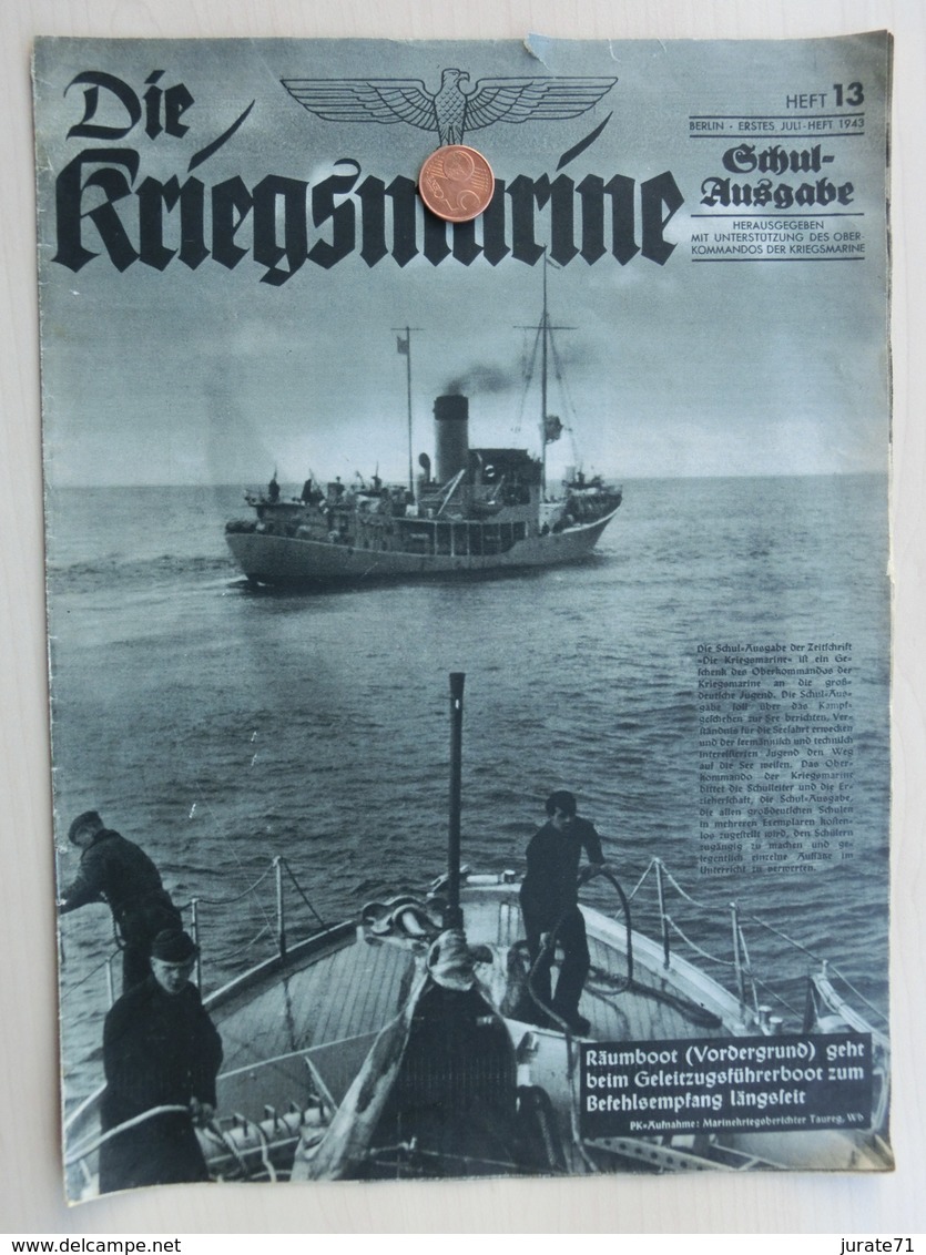 Die Kriegsmarine-Deutsche Marine-Zeitung, No.13 From 1943,old German Navy-Magazine,Schulausgabe - Loisirs & Collections