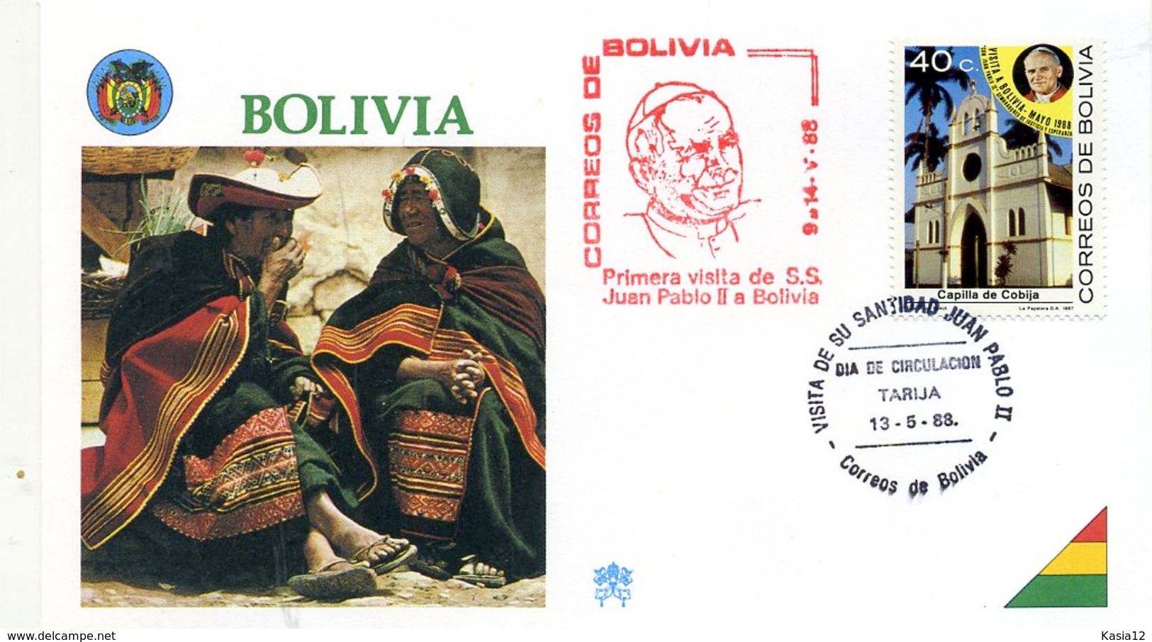 DP00039)Papst Johannes Paul 2., Papstreisenbrief  Bolivien 1988 - Päpste