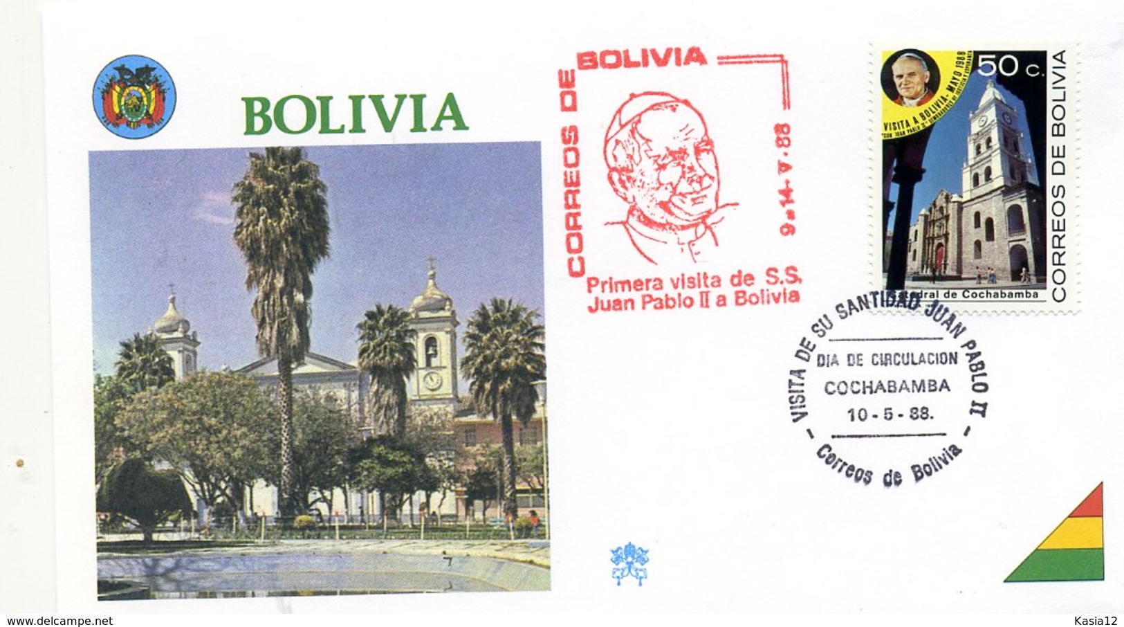 DP00042)Papst Johannes Paul 2., Papstreisenbrief  Bolivien 1988 - Päpste