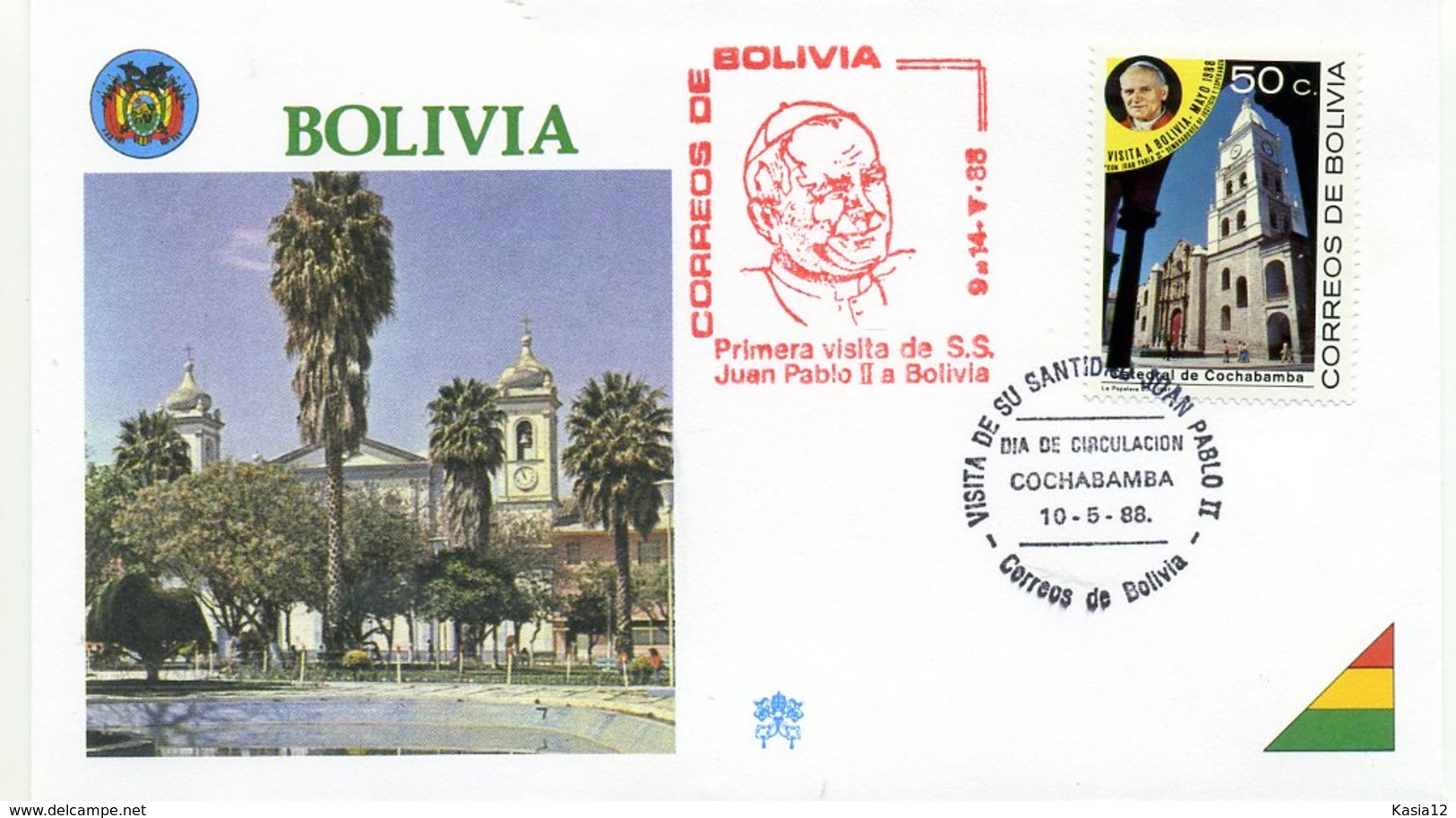 DP00049)Papst Johannes Paul 2., Papstreisenbrief  Bolivien 1988 - Päpste