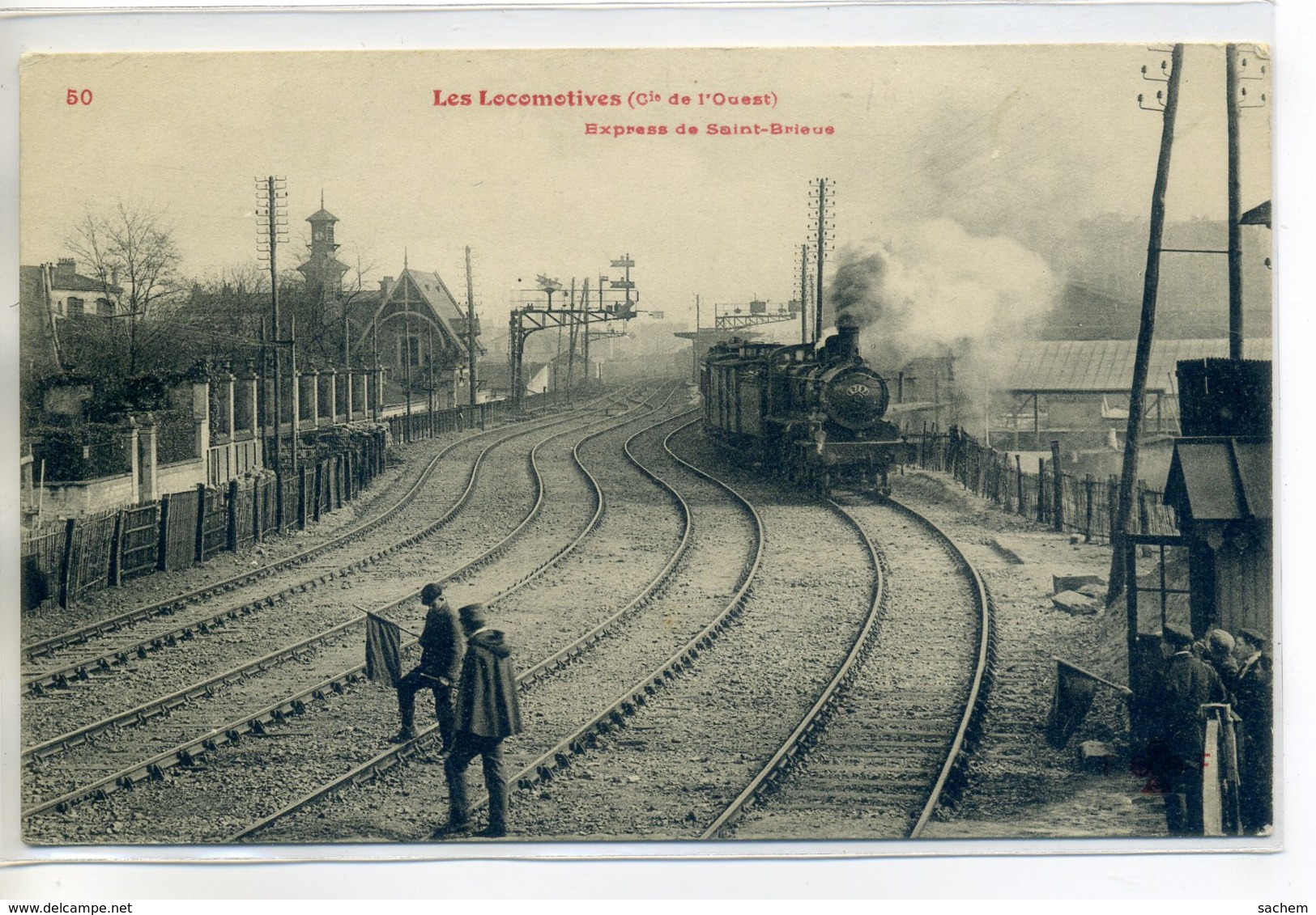 22  Le Train Express De  ST SAINT BRIEUC   Cheminots Sur Voies Drapeaux Les Locomotives Cie De L'Ouest   191- -/D14-2017 - Saint-Brieuc