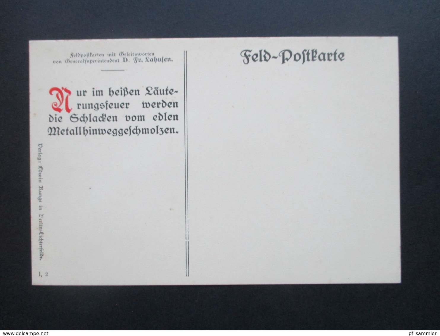 3. Reich Feldpostkarte 2.WK Geleitworte / Propaganda Vom Generalsuperintendeten Friedrich Lahusen - Briefe U. Dokumente