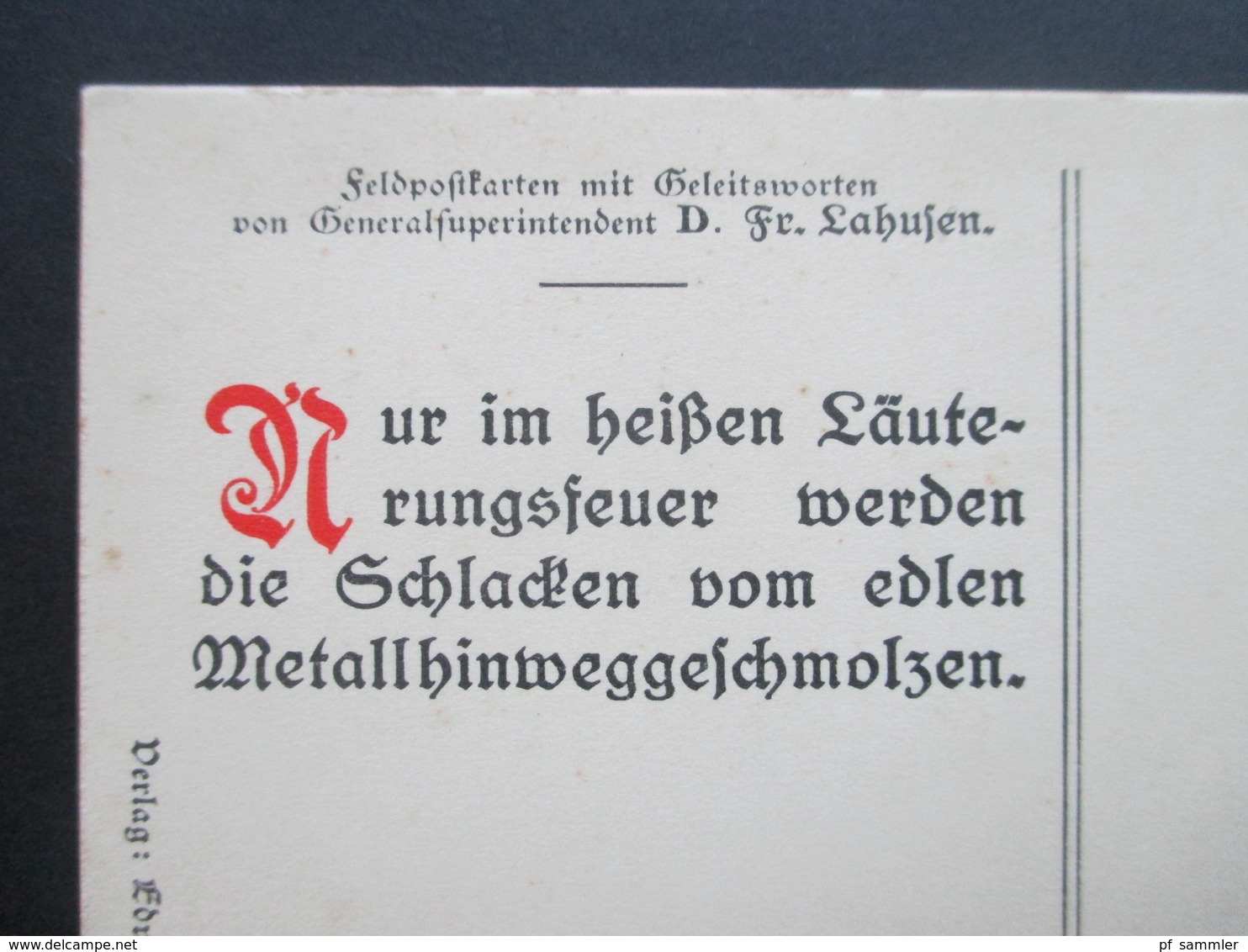 3. Reich Feldpostkarte 2.WK Geleitworte / Propaganda Vom Generalsuperintendeten Friedrich Lahusen - Briefe U. Dokumente