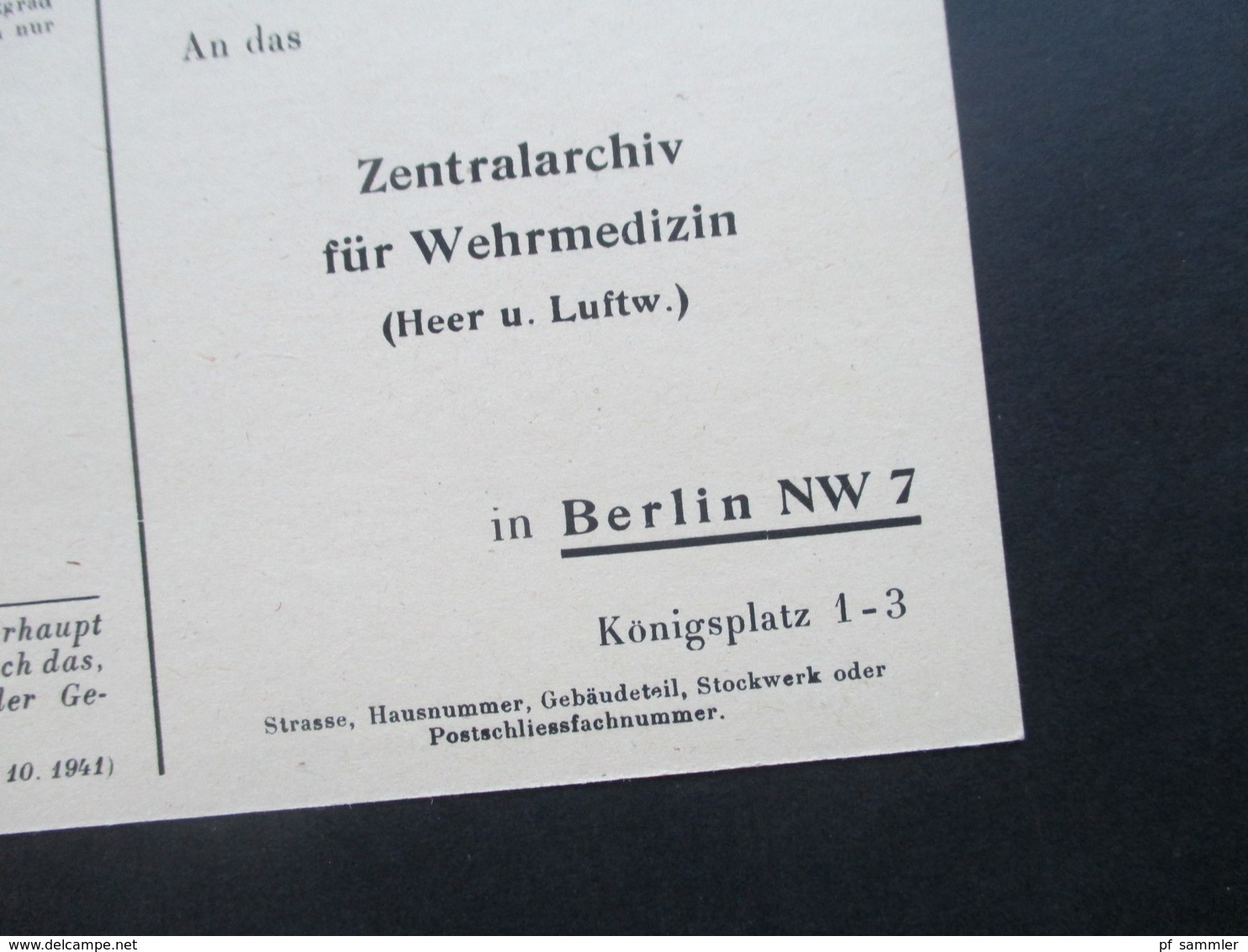 3. Reich Feldpostkarte 2.WK Propaganda Vonm Führer Adolg Hitler Was Die Front Opfert... An Zentralarchiv Für Wehrmedizin - Briefe U. Dokumente