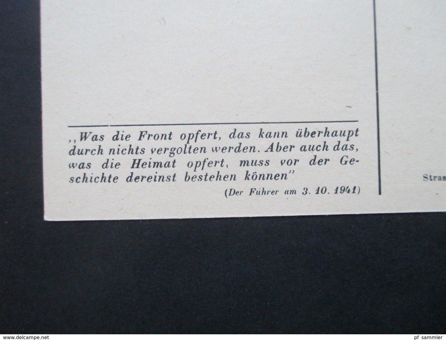 3. Reich Feldpostkarte 2.WK Propaganda Vonm Führer Adolg Hitler Was Die Front Opfert... An Zentralarchiv Für Wehrmedizin - Briefe U. Dokumente