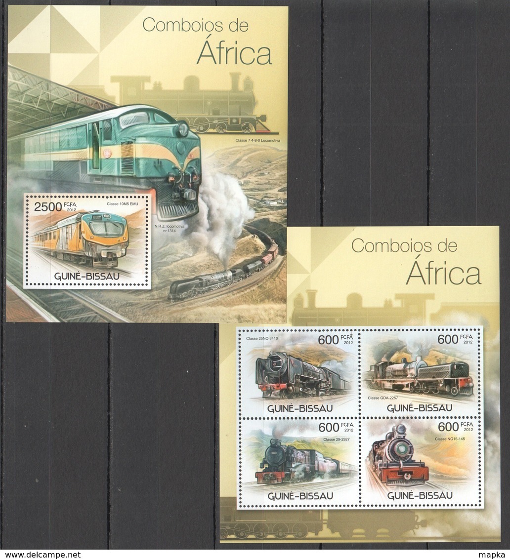 BC466 2012 DE GUINE GUINEA-BISSAU TRAINS LOCOMOTIVES COMBOIOS DE AFRICA 1KB+1BL MNH - Trains