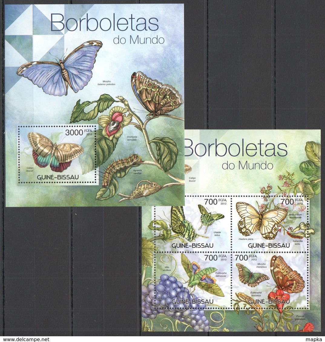 BC481 2012 GUINE GUINEA-BISSAU FLORA & FAUNA BUTTERFLIES BORBOLETAS KB+BL MNH - Papillons