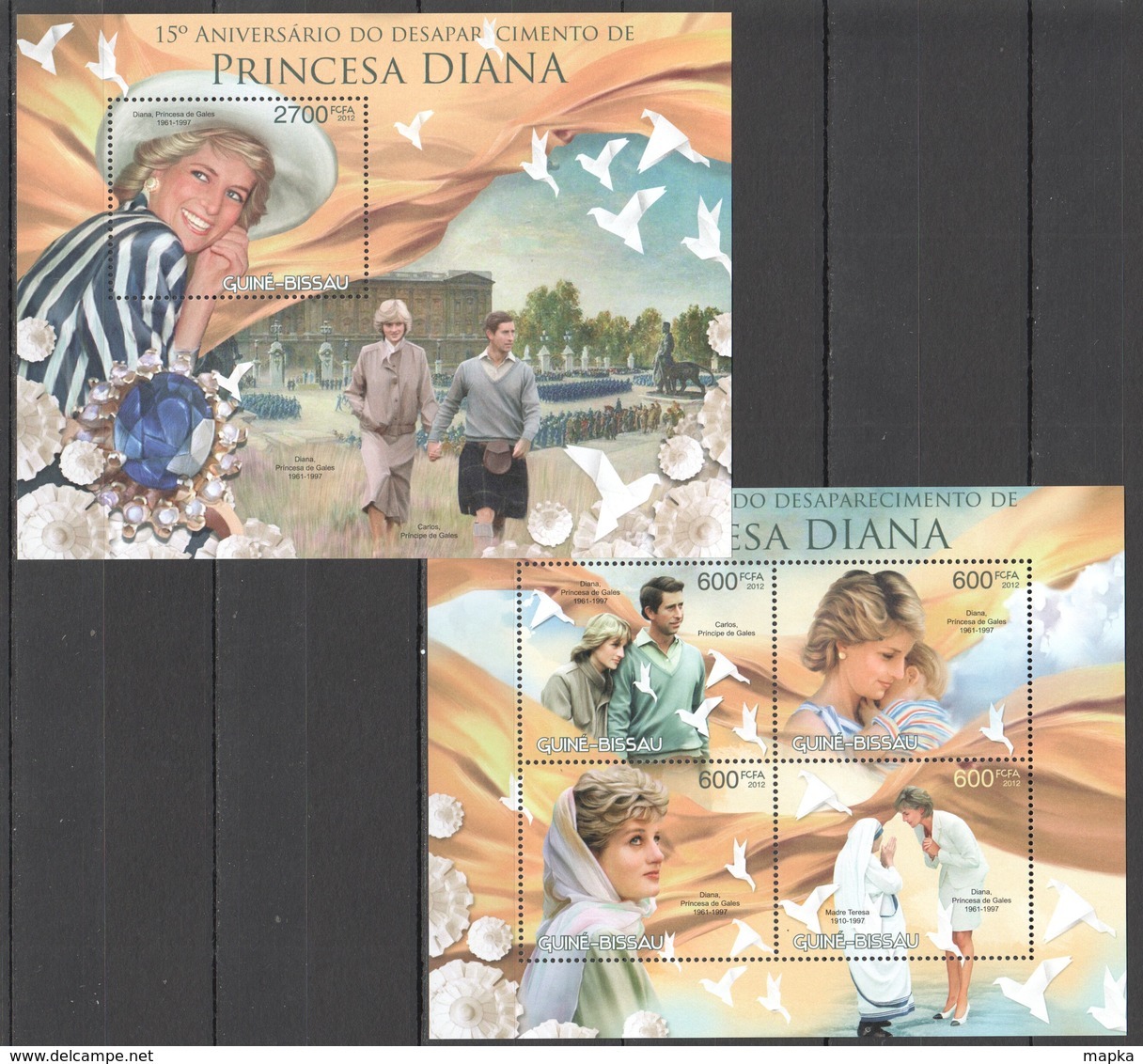 BC530 2012 GUINE GUINEA-BISSAU ROYALTY TRIBUTE PRINCESS DIANA KB+BL MNH - Königshäuser, Adel