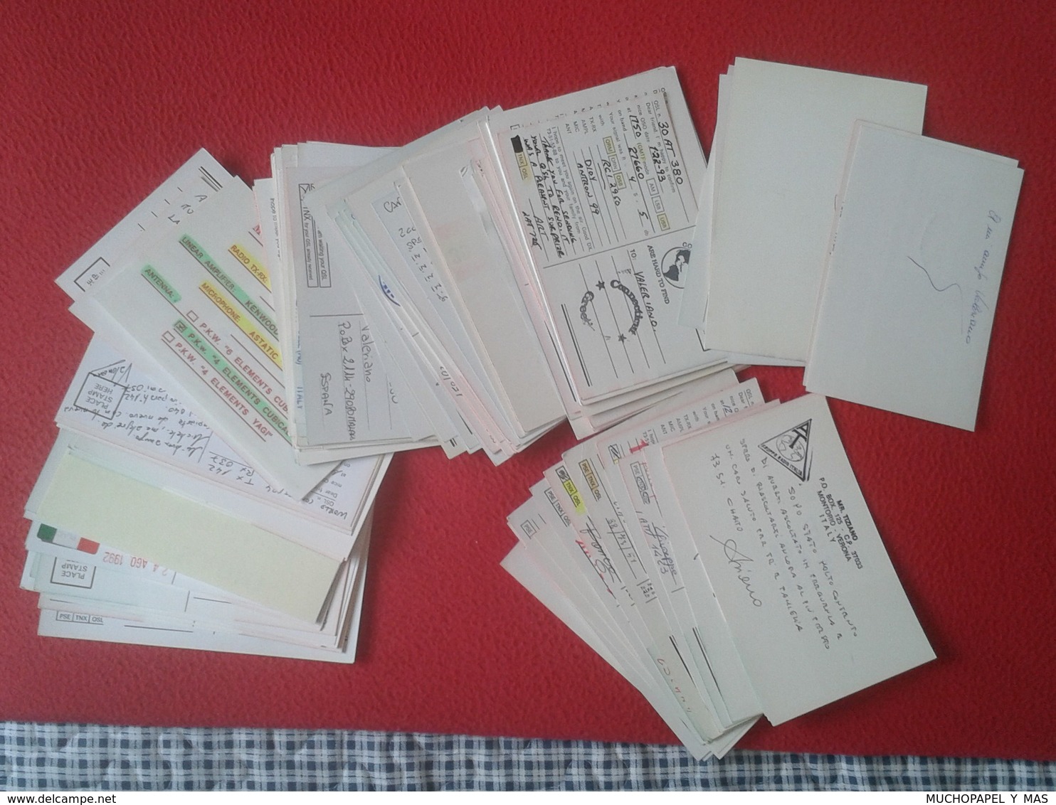 LOTE LOT DE 139 POSTAL POSTALES CARDS TYPE POST CARD QSL RADIOAFICIONADOS RADIO AMATEUR GRUPPO ALFA TANGO, SIERRA....ETC