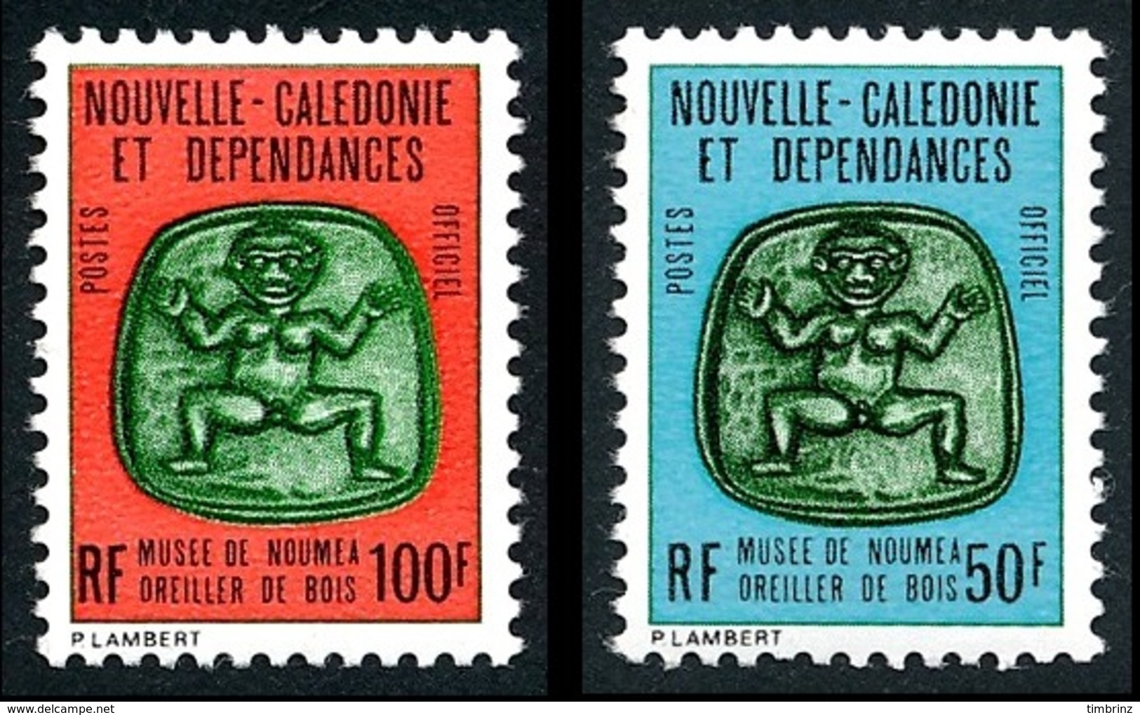 NOUV.-CALEDONIE 1976 - Yv. Service 28 Et 29 **   Cote= 9,60 EUR - Musée Nouméa. Oreiller Bois 50f & 100f  ..Réf.NCE25004 - Dienstmarken