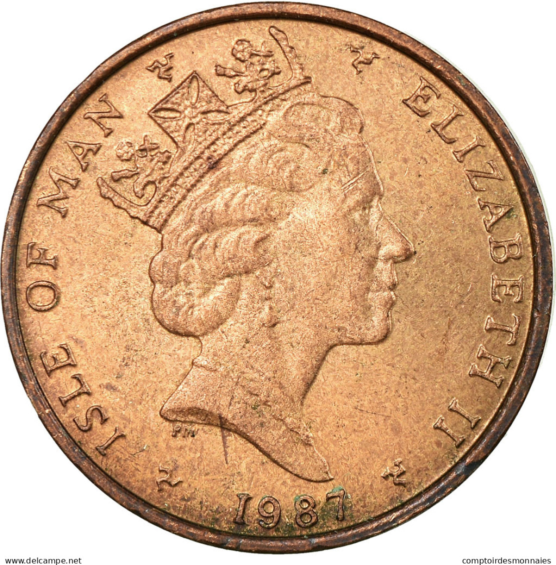 Monnaie, Isle Of Man, Elizabeth II, Penny, 1987, TTB, Bronze, KM:143 - Eiland Man