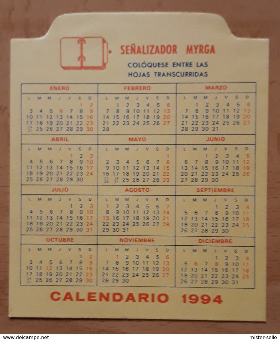 MARCAPAGINAS CALENDARIO 1993- 94. - Marcapáginas