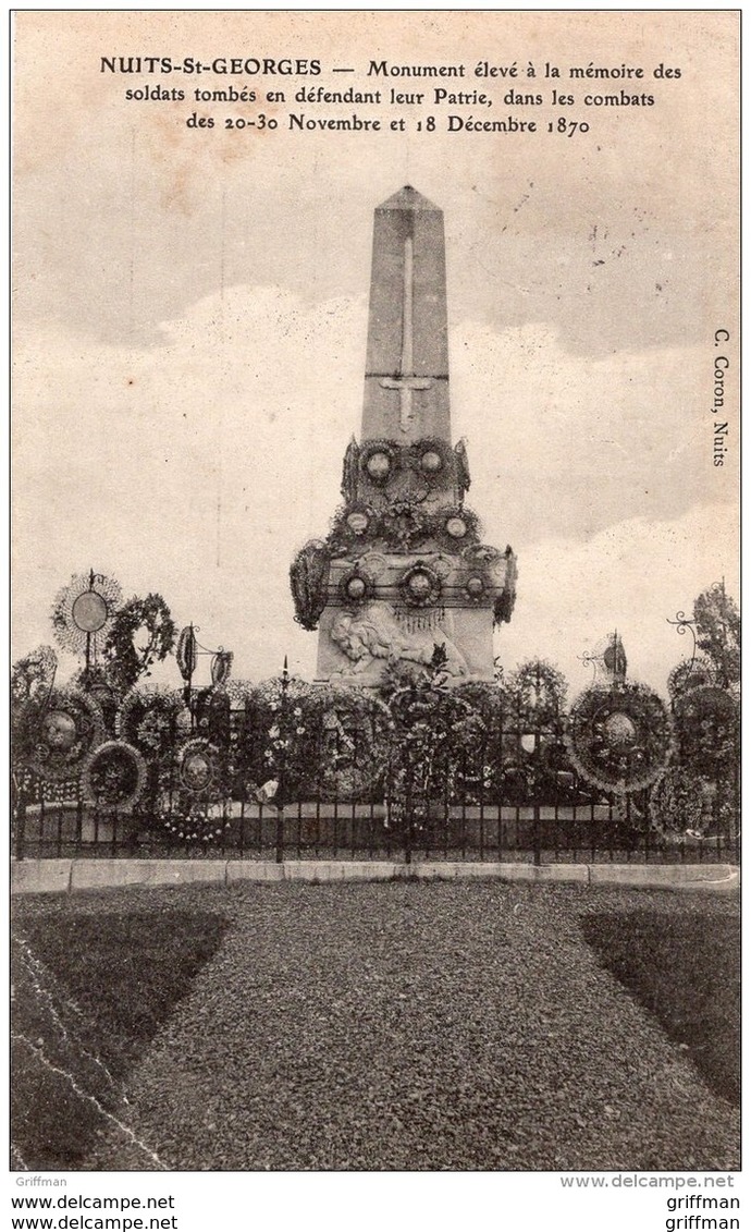 NUITS SAINT GEORGES MONUMENT AUX MORTS 1870 - Nuits Saint Georges