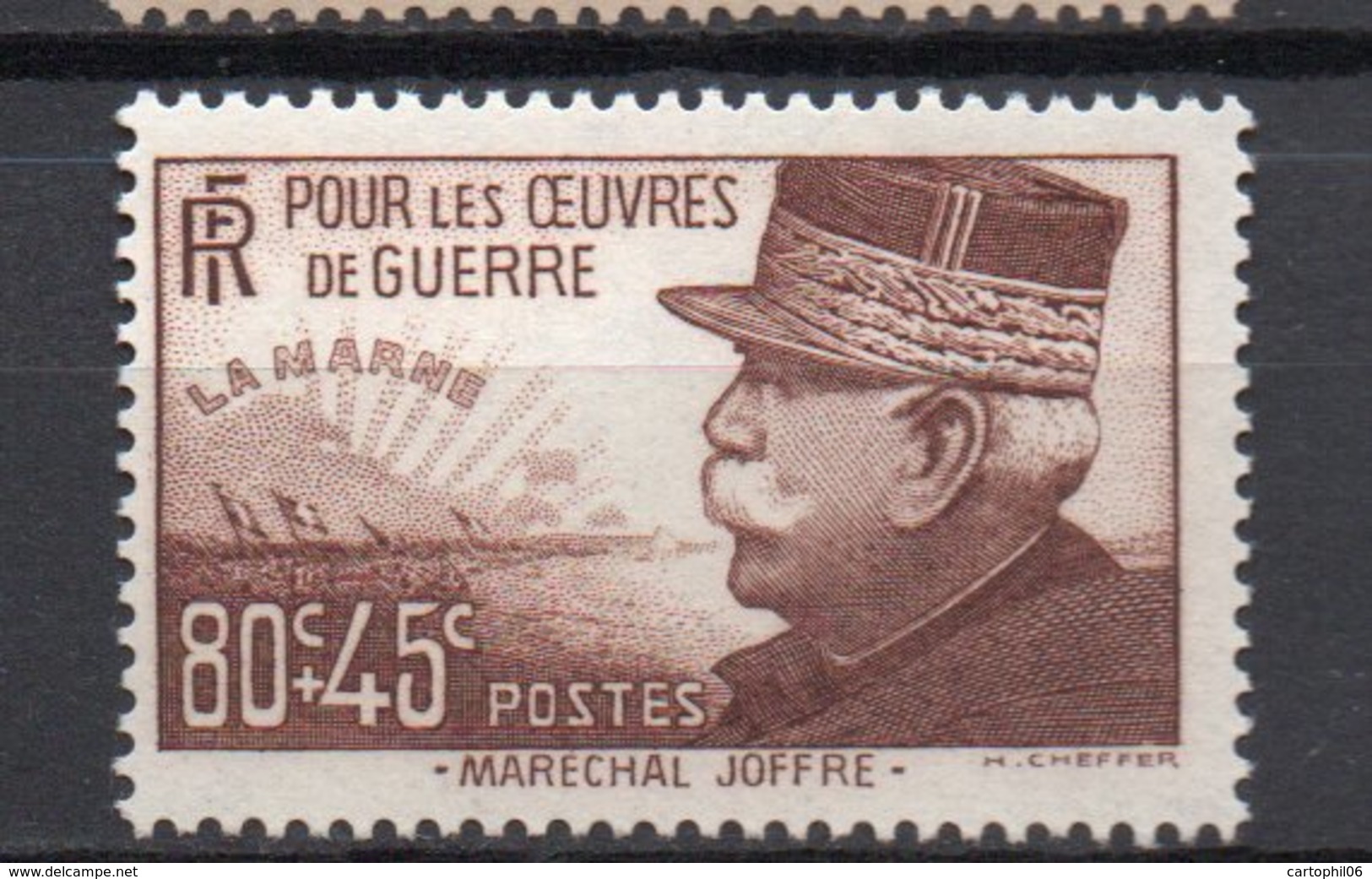 - FRANCE N° 454 Neuf ** MNH - 80 C. + 45 C. Brun-rouge Joseph Joffre 1940 - Cote 10 EUR - - Neufs