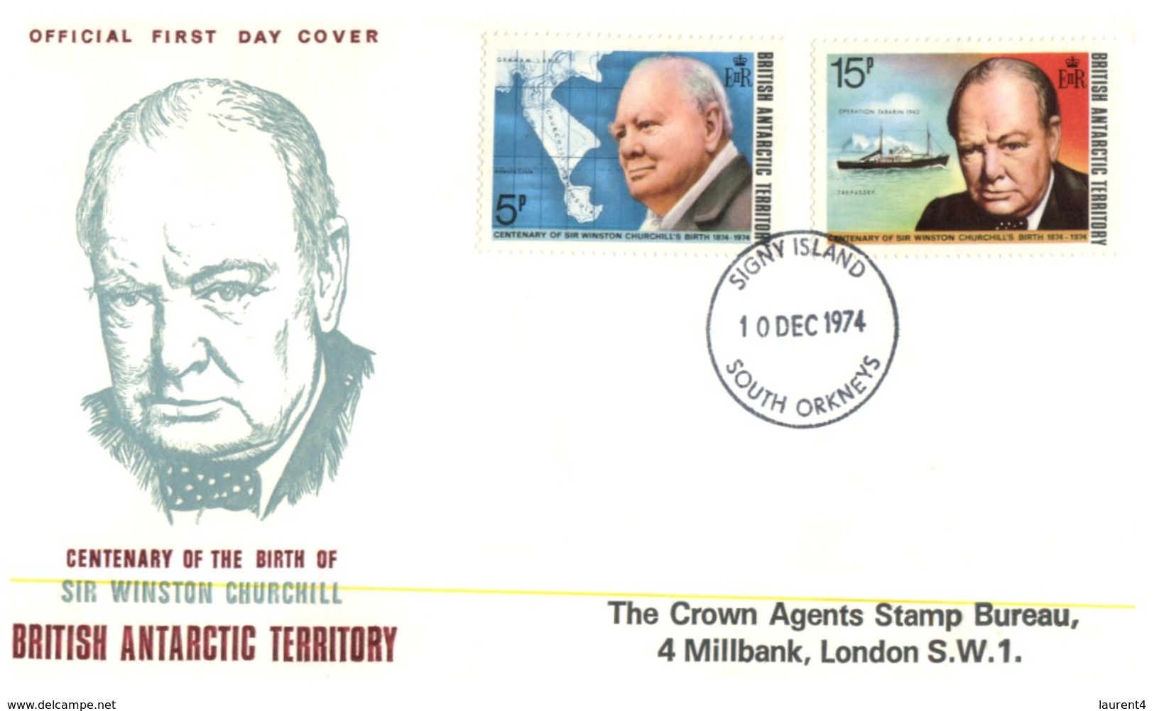 (64) BAT FDC Cover - 1974 - Winstyon Churchill - FDC