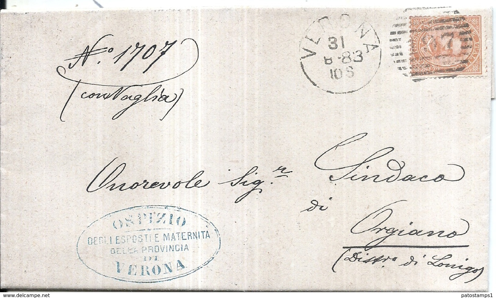 126648 ITALY VERONA COVER CIRCULATED TO ORGIANO NO POSTAL POSTCARD - Ohne Zuordnung