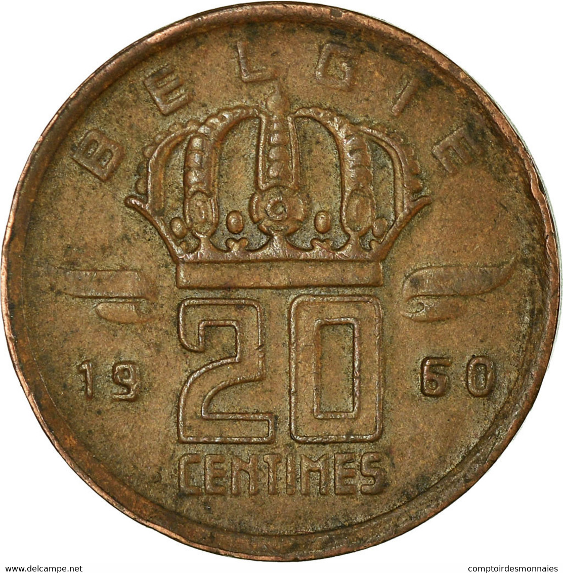 Monnaie, Belgique, 20 Centimes, 1960, TB+, Bronze, KM:147.1 - 20 Cent