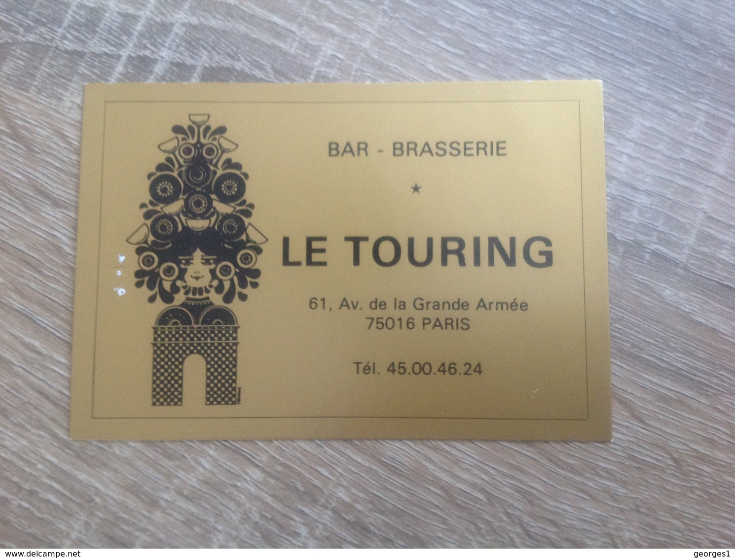 Ancienne Carte De Visite De Bar Brasserie  Le Touring   Paris 16eme - Cartoncini Da Visita