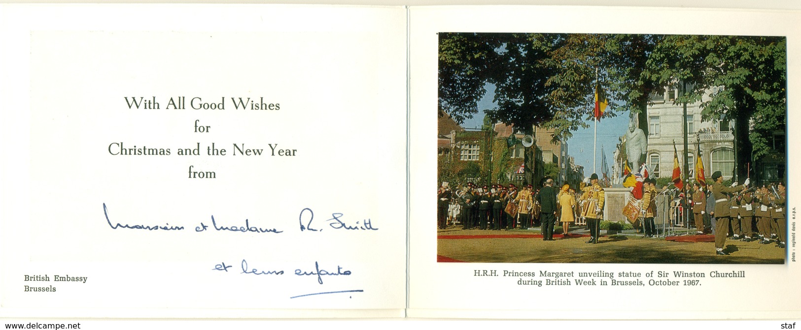 Two Cards With Happy New Year Wishes From The British Embassy In Brussels - Año Nuevo