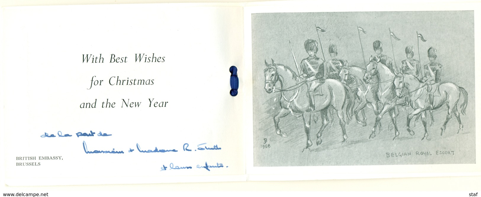 Two Cards With Happy New Year Wishes From The British Embassy In Brussels - Año Nuevo