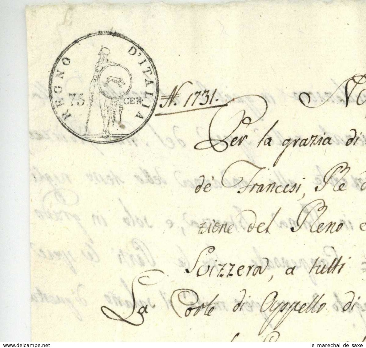 Regno D'Italia Brescia 1811 Cachet Fiscal Fiskalstempel Revenue Stamp 2 Pp. Cavalese - Manuscripts