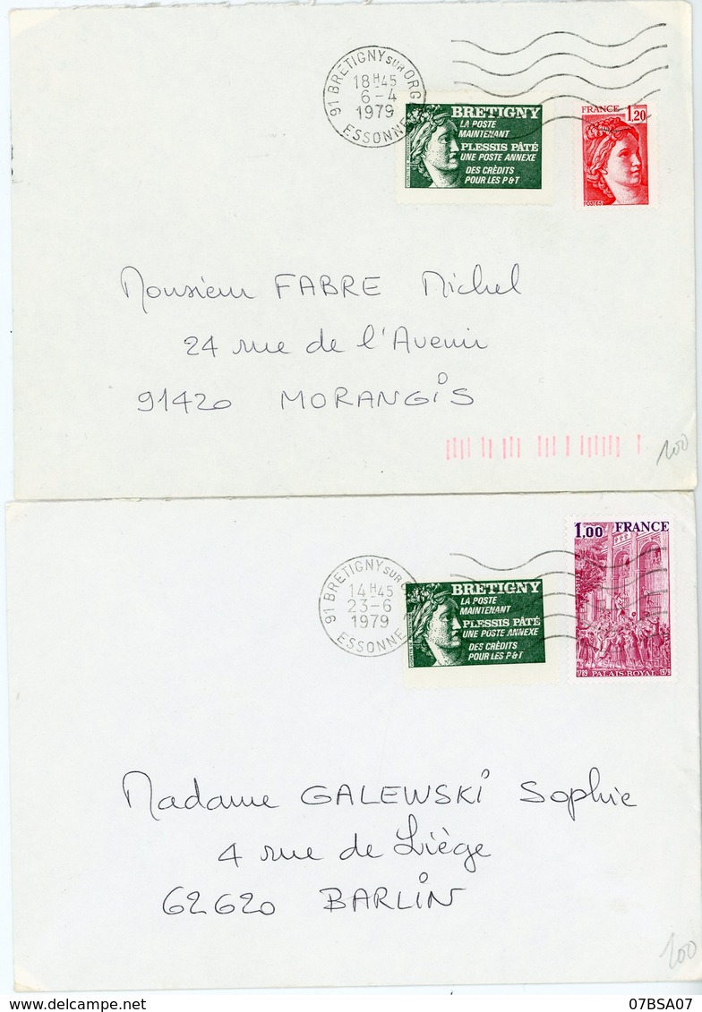 A SAISIR 20 X ENV 1979/80 SABINE BRETIGNY ESSONNE NDX7 ET DX13 AFFRANCHISSEMENTS VARIES SUPERBE LOT SCANS POUR DETAILS - 1961-....